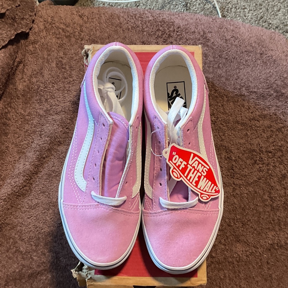 Vans Pink and White Kids Shoes